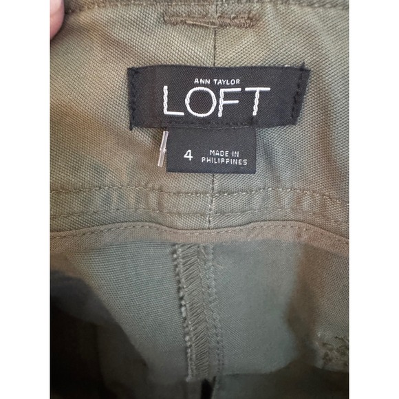 LOFT Olive Green Wide‎ Leg Crop Belted Pants Size 4 Womens Career Casual - Picture 3 of 10